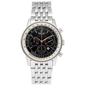 Breitling Black Stainless Steel Navitimer Montbrillant A4137012/B875 Men's Wristwatch 38 MM