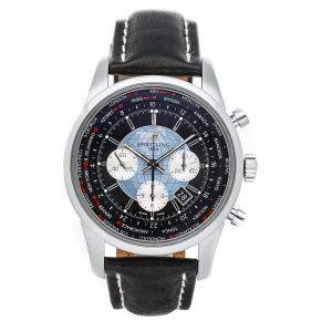 Breitling Black Stainless Steel Transocean Unitime Chronograph AB0510U4/BB62 Men's Wristwatch 46 MM