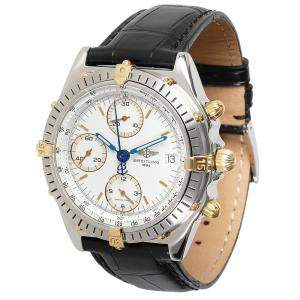 Breitling White 18K Yellow Gold And Stainless Steel Chronomat B13048 Men's Wristwatch 39 MM