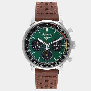 ساعة يد رجالية بريتلينغ تايم فورد ماستانغ إصدار محدود A25310 ستانلس ستيل خضراء 42مم