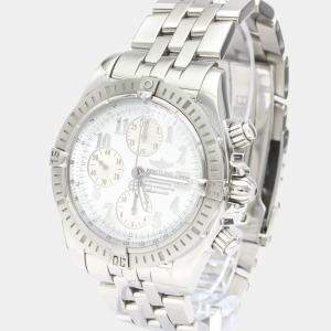 Breitling White Stainless Steel Chronomat Evolution A13356 Automatic Men's Wristwatch 44 MM