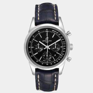 Breitling Black Stainless Steel Transocean AB0152 Automatic Men's Wristwatch 43 mm