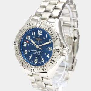 Breitling Blue Stainless Steel Superocean A17340 Automatic Men's Wristwatch 41 mm