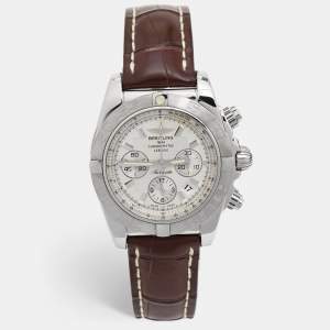 Breitling Silver Stainless Steel Alligator Leather Chronomat AB011011?G684 Men's Wristwatch 44 mm