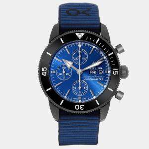 Breitling Blue DLC Coated Stainless Steel Superocean M13313 Automatic Men's Wristwatch 44 mm