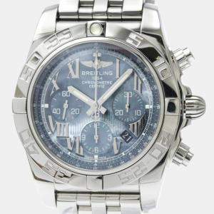 Breitling Blue Shell Stainless Steel Chronomat AB0110 Automatic Men's Wristwatch 44 mm