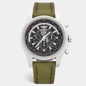 Breitling Black Stainless Steel Fabric Bentley B05 Unitime GMT AB0521 Men's Wriswatch 46 mm