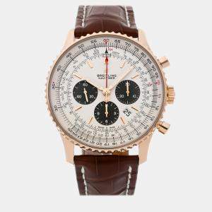 Breitling Silver 18k Rose Gold Navitimer RB0127121G1P1 Automatic Men's Wristwatch 46 mm