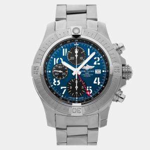 Pre Owned Breitling Blue Stainless Steel Avenger Automatic Men's Wristwatch 45 mm