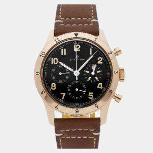 Breitling Black 18k Rose Gold Aviator RB0920131B1X1 Manual Winding Men's Wristwatch 41 mm