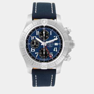 Breitling Blue Stainless Steel Avenger A24315 Automatic Men's Wristwatch 45 mm