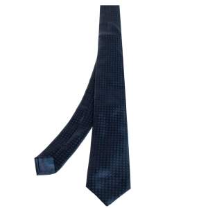 Pre Owned Brioni Blue & Green Jacquard Motif Silk Tie