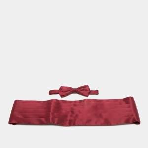 Brioni Burgundy Silk Cummerbund and Bow Tie Set XXL