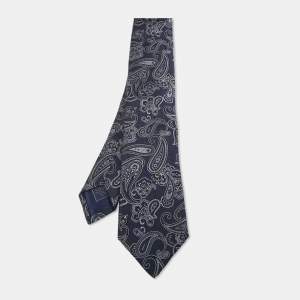 Brioni Blue Paisley Silk Traditional Tie