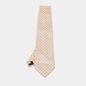 Brioni Peach/Grey Patterned Silk Traditional Tie 