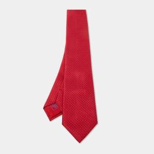 Brioni Red Patterned Silk Classic Tie 