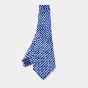 Brioni Blue Patterned Silk Traditional Tie 