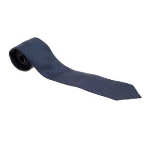 Pre Owned Brioni Blue Dotted Silk Jacquard Tie