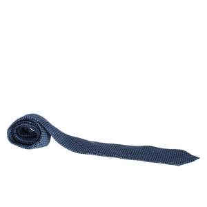 Brioni Blue Floral Print Silk Tie