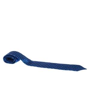Pre Owned Brioni Blue Paisley and Floral Print Silk Tie