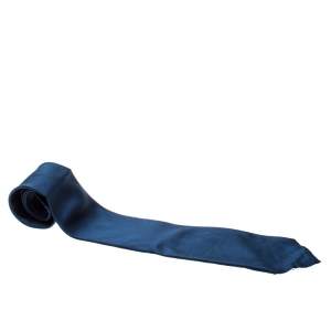Brioni Navy Blue Satin Silk Traditional Tie
