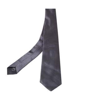 Brioni Dark Grey Jacquard Patterned Silk Tie