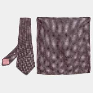 Pre Owned Brioni Multicolor Printed Satin Silk Pocket Square and Tie 