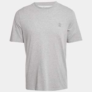Pre Owned Brunello Cucinelli Grey Melenga Jersey Crewneck T-Shirt M