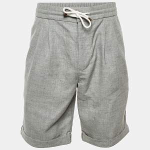 Pre Owned Brunello Cucinelli Grey Linen & Wool Shorts M
