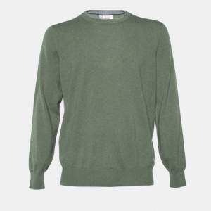 Brunello Cucinelli Green Cashmere Crew Neck Sweater XL