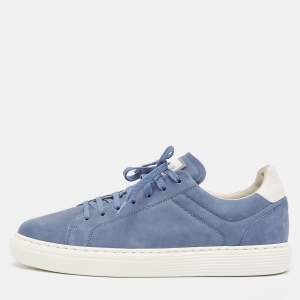 Brunello Cucinelli Blue Nubuck  Low Top Sneakers Size 42