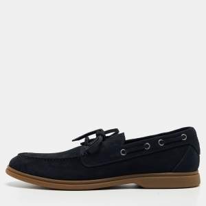 Brunello Cucinelli Navy Blue Suede Penny Slip On Loafers Size 43