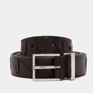 Brunello Cucinelli Brown Leather Buckle Belt 95 CM