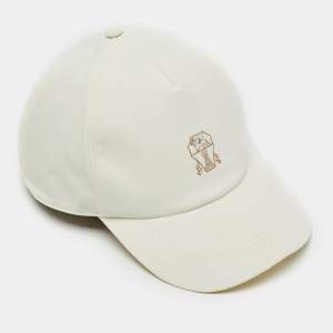 Brunello Cucinelli Cream Nylon Baseball Cap L