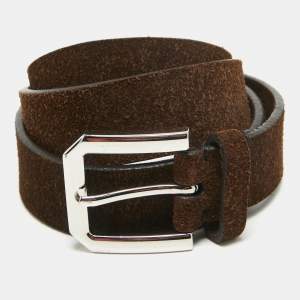 Brunello Cucinelli Brown Suede Reversible Buckle Belt 105 CM