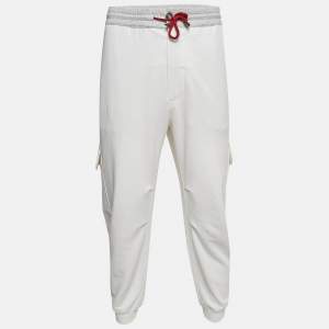 Brunello Cucinelli White Linen & Cotton Knit Cargo Pants XL