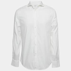 Brunello Cucinelli White Cotton Slim Fit Shirt L