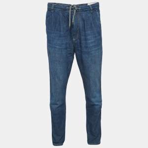 Brunello Cucinelli Navy Blue Faded Denim Leisure Fit Jeans S Waist" 