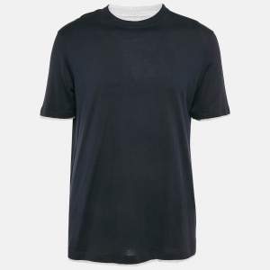 Brunello Cucinelli Navy Blue Jersey Crewneck T-Shirt XXL