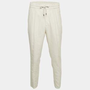 Brunello Cucinelli White Cotton Draw String Leisure Fit Pants M