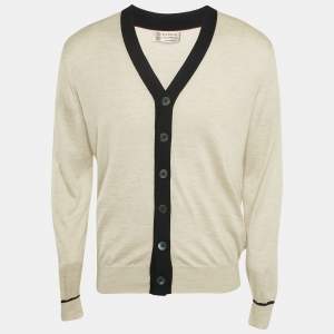 Brunello Cucinelli White Cashmere Buttoned Cardigan L