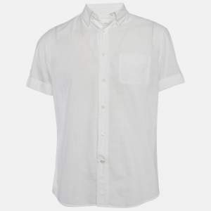 Brunello Cucinelli White Cotton Buttoned Half Sleeve Shirt L