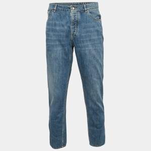 Brunello Cucinelli Blue Denim Traditional Fit Jeans XL Waist 36"