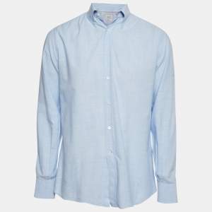 Brunello Cucinelli Blue Cotton Long Sleeve Basic Fit Shirt M