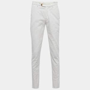 Pre Owned Brunello Cucinelli White Cotton Drill Regular Fit Trousers M