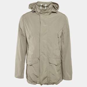 Pre Owned جاكيت برونيلو كوتشينيللي صناعي أخضر حكيم بقلنسوة مقاس صغير