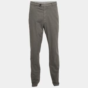 Pre Owned Brunello Cucinelli Grey Twill Traditional Fit Pants 4XL