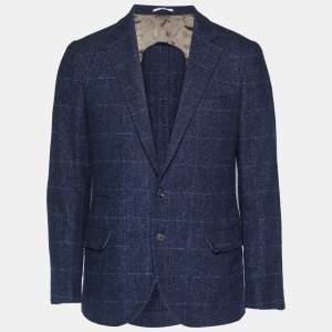 Pre Owned Brunello Cucinelli Blue Checks Wool Blazer M