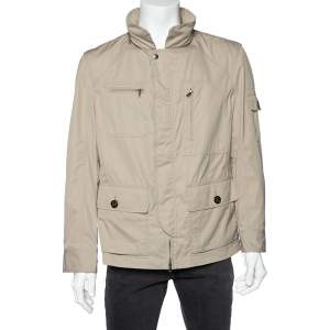 Brunello Cucinelli Beige Cotton & Synthetic Hooded Cargo Jacket XL