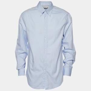 Brunello Cucinelli Blue Cotton Button Front Shirt XXL